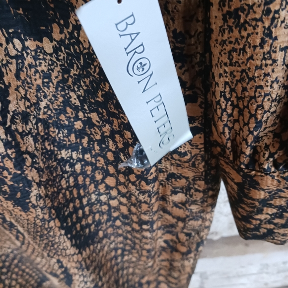 Baron Peters 100% silk dress longsleeve snakeskin size 14 vintage 80s nwt $340 - Picture 3 of 10